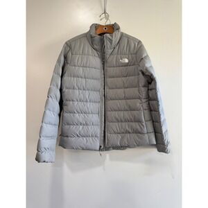 The North Face Womens Aconcagua Puffer Jacket Light Grey Size Large Full Zip